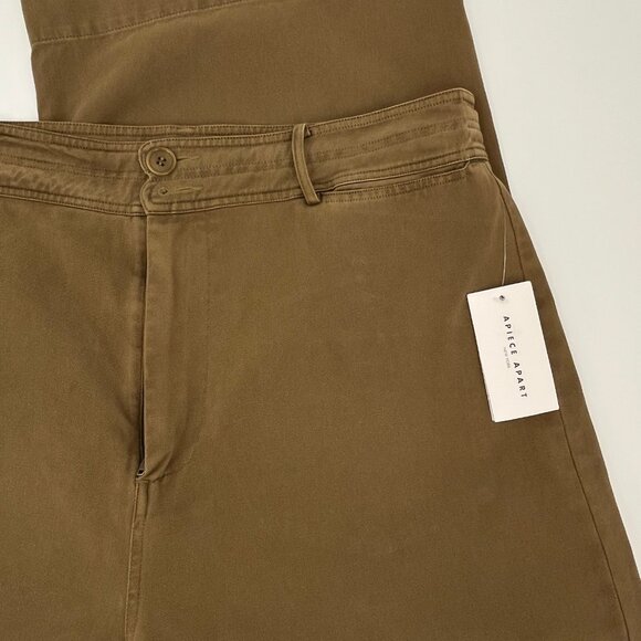 Apiece Apart Merida Pants Size 14 Olive Cotton Relaxed Straight High Waist - Picture 5 of 13